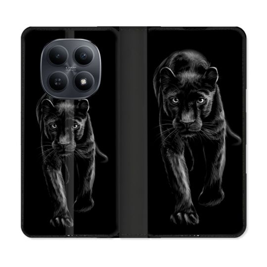 Housse Cuir Portefeuille Pour Xiaomi Redmi Note 15 5G Animal Panthère Noire