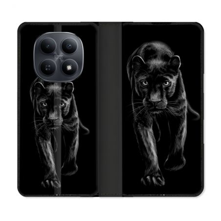 Housse Cuir Portefeuille Pour Xiaomi Redmi Note 15 5G Animal Panthère Noire