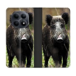 Housse Cuir Portefeuille Pour Xiaomi Redmi Note 15 5G Chasse Sanglier bois