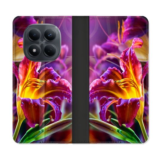 Housse Cuir Portefeuille Pour Xiaomi Redmi Note 15 Pro 4G Fleur Lys Color