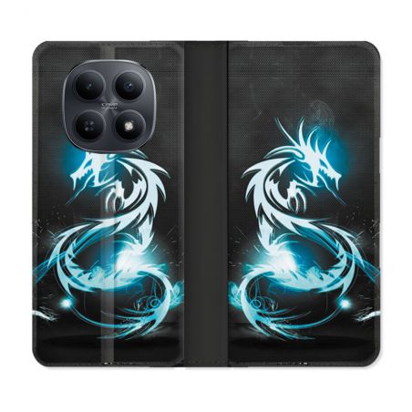 Housse Cuir Portefeuille Pour Xiaomi Redmi Note 15 5G Fantastique Dragon Bleu