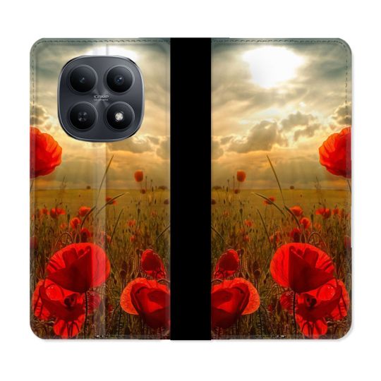 Housse Cuir Portefeuille Pour Xiaomi Redmi Note 15 5G Fleur Coquelicot