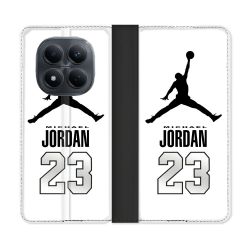 Housse Cuir Portefeuille Pour Xiaomi Redmi Note 15 Pro 4G Jordan 23 Blanc