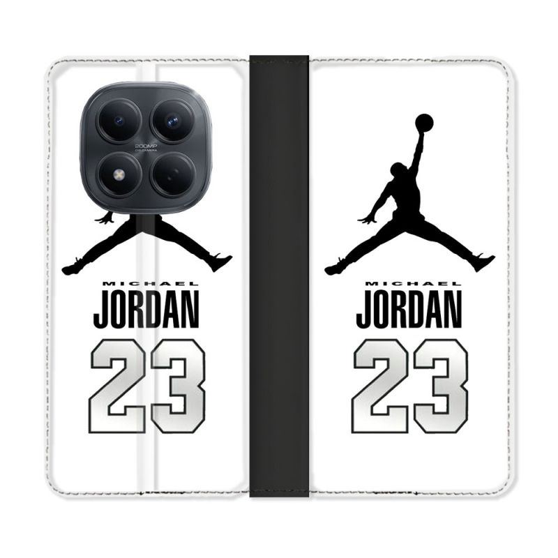 Housse Cuir Portefeuille Pour Xiaomi Redmi Note 15 Pro 4G Jordan 23 Blanc