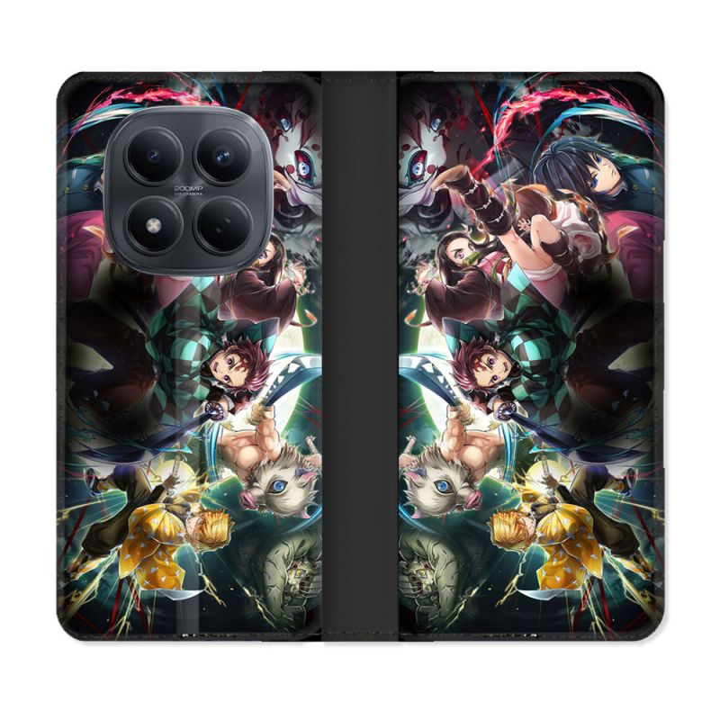 Housse Cuir Portefeuille Pour Xiaomi Redmi Note 15 Pro 4G Manga Demon Slayer Groupe