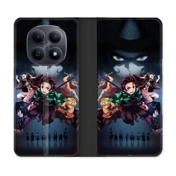 Housse Cuir Portefeuille Pour Xiaomi Redmi Note 15 5G Manga Demon Slayer Noir