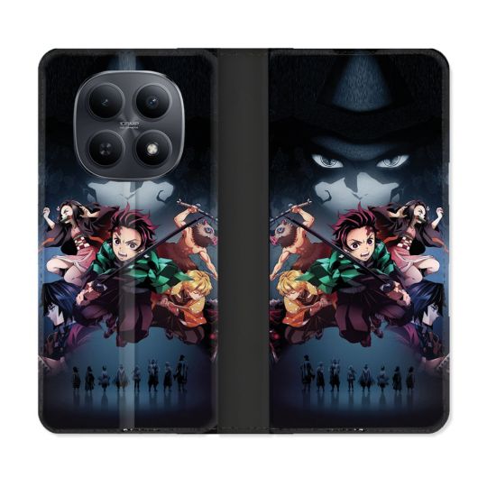 Housse Cuir Portefeuille Pour Xiaomi Redmi Note 15 5G Manga Demon Slayer Noir