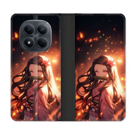 Housse Cuir Portefeuille Pour Xiaomi Redmi Note 15 Pro 4G Manga Demon Slayer Nezuko Rose