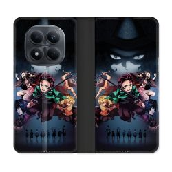 Housse Cuir Portefeuille Pour Xiaomi Redmi Note 15 Pro 4G Manga Demon Slayer Noir