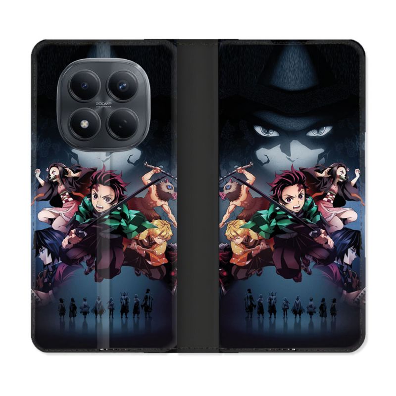 Housse Cuir Portefeuille Pour Xiaomi Redmi Note 15 Pro 4G Manga Demon Slayer Noir