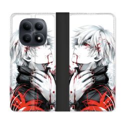 Housse Cuir Portefeuille Pour Xiaomi Redmi Note 15 5G Manga Tokyo Ghoul Kaneki Blanc