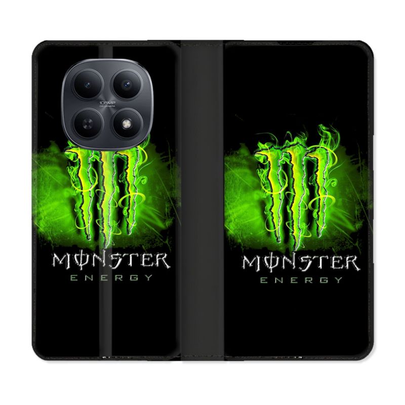Housse Cuir Portefeuille Pour Xiaomi Redmi Note 15 5G Monster Energy Vert