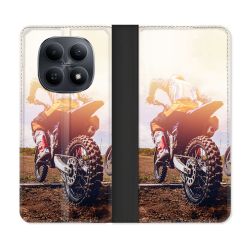 Housse Cuir Portefeuille Pour Xiaomi Redmi Note 15 5G Moto Cross Soleil