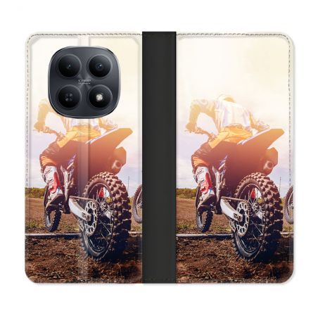 Housse Cuir Portefeuille Pour Xiaomi Redmi Note 15 5G Moto Cross Soleil
