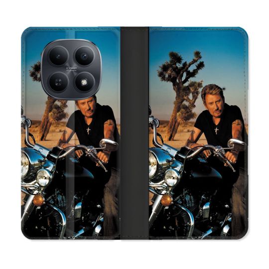 Housse Cuir Portefeuille Pour Xiaomi Redmi Note 15 5G Musique Johnny Hallyday Moto