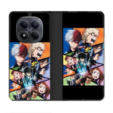 Housse Cuir Portefeuille Pour Xiaomi Redmi Note 15 Pro 4G Manga My Hero Academia Noir