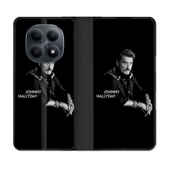 Housse Cuir Portefeuille Pour Xiaomi Redmi Note 15 5G Musique Johnny Hallyday Noir
