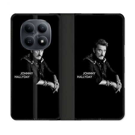 Housse Cuir Portefeuille Pour Xiaomi Redmi Note 15 5G Musique Johnny Hallyday Noir