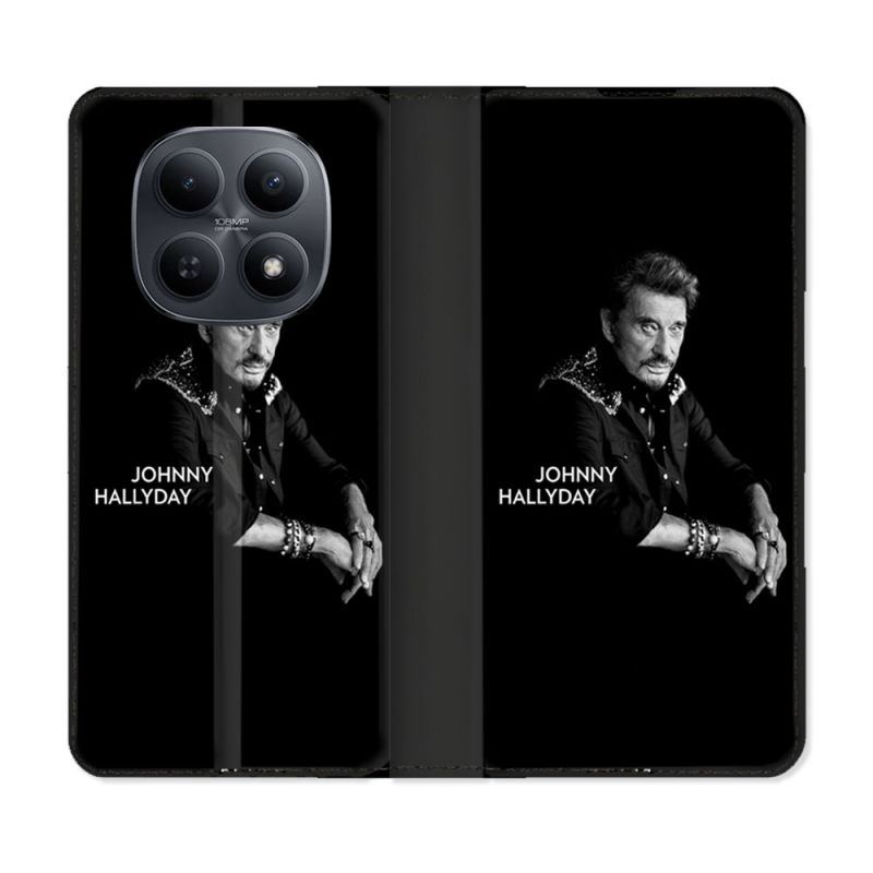 Housse Cuir Portefeuille Pour Xiaomi Redmi Note 15 5G Musique Johnny Hallyday Noir