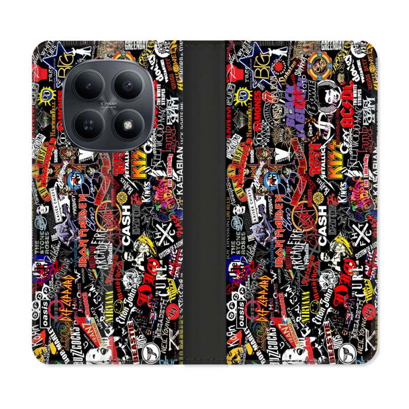 Housse Cuir Portefeuille Pour Xiaomi Redmi Note 15 5G Musique Rock Groupe