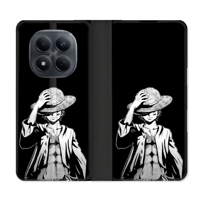 Housse Cuir Portefeuille Pour Xiaomi Redmi Note 15 Pro 4G Manga One Piece Luffy Noir
