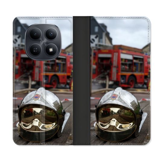 Housse Cuir Portefeuille Pour Xiaomi Redmi Note 15 5G Pompier Casque Camion