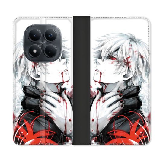 Housse Cuir Portefeuille Pour Xiaomi Redmi Note 15 Pro 4G Manga Tokyo Ghoul Kaneki Blanc