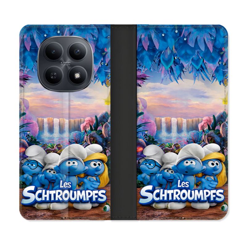 Housse Cuir Portefeuille Pour Xiaomi Redmi Note 15 5G Schtroumpfs Forêt