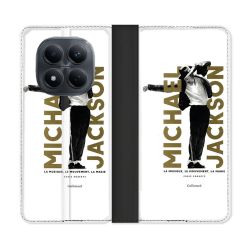 Housse Cuir Portefeuille Pour Xiaomi Redmi Note 15 Pro 4G Michael Jackson Blanc