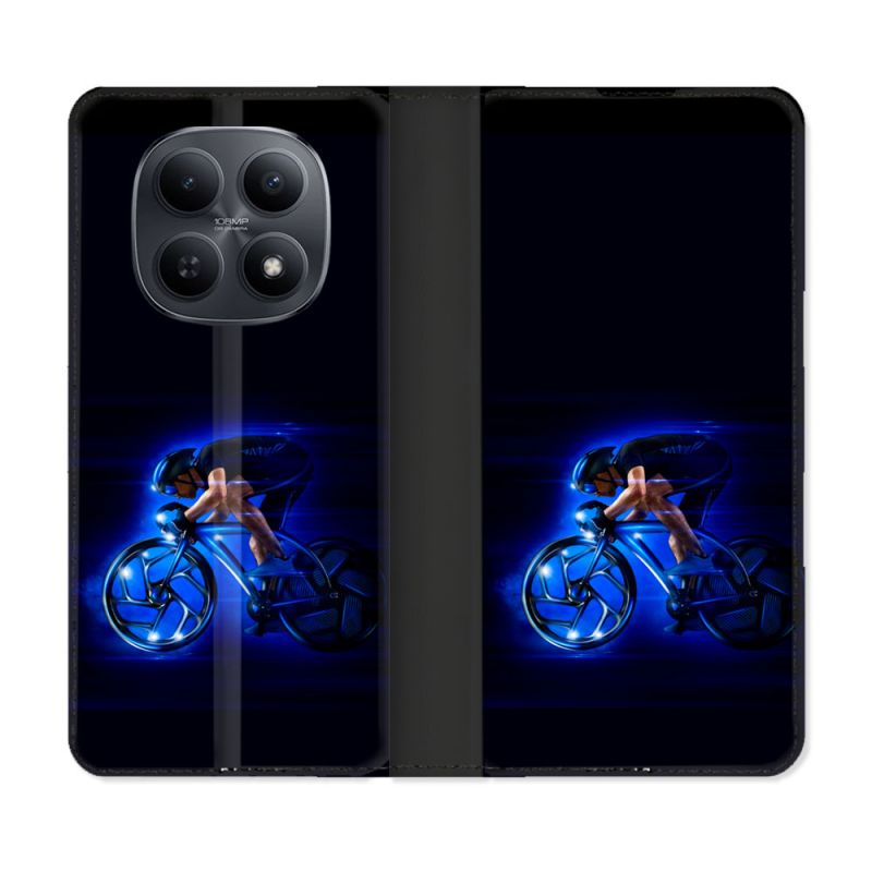 Housse Cuir Portefeuille Pour Xiaomi Redmi Note 15 5G Sport Cyclisme Bleu