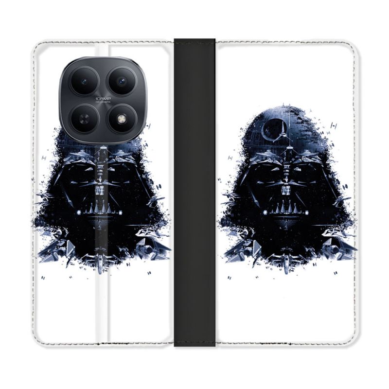Housse Cuir Portefeuille Pour Xiaomi Redmi Note 15 5G Star Wars - Dark Vador Blanc