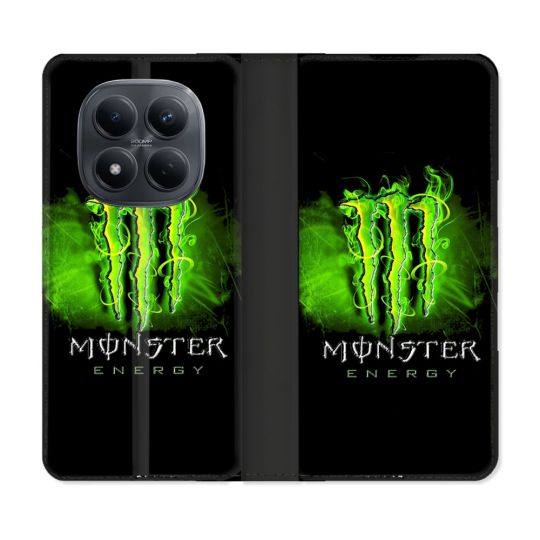 Housse Cuir Portefeuille Pour Xiaomi Redmi Note 15 Pro 4G Monster Energy Vert