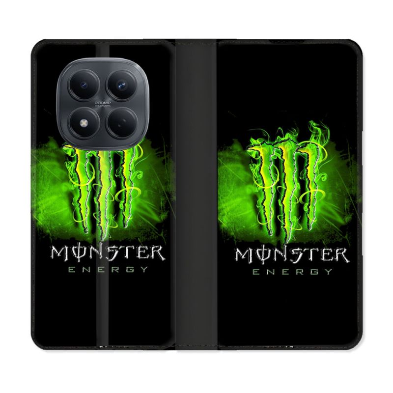 Housse Cuir Portefeuille Pour Xiaomi Redmi Note 15 Pro 4G Monster Energy Vert