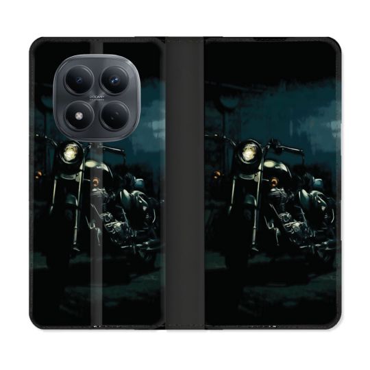 Housse Cuir Portefeuille Pour Xiaomi Redmi Note 15 Pro 4G Moto Harley Vintage