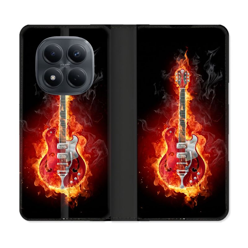 Housse Cuir Portefeuille Pour Xiaomi Redmi Note 15 Pro 4G Musique Guitare Electrique