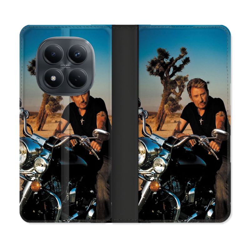 Housse Cuir Portefeuille Pour Xiaomi Redmi Note 15 Pro 4G Musique Johnny Hallyday Moto