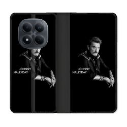 Housse Cuir Portefeuille Pour Xiaomi Redmi Note 15 Pro 4G Musique Johnny Hallyday Noir