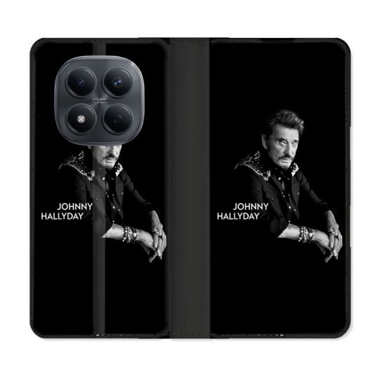 Housse Cuir Portefeuille Pour Xiaomi Redmi Note 15 Pro 4G Musique Johnny Hallyday Noir