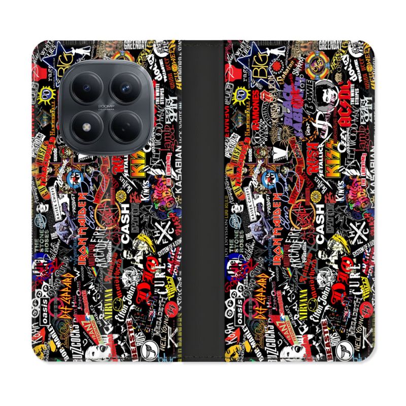 Housse Cuir Portefeuille Pour Xiaomi Redmi Note 15 Pro 4G Musique Rock Groupe