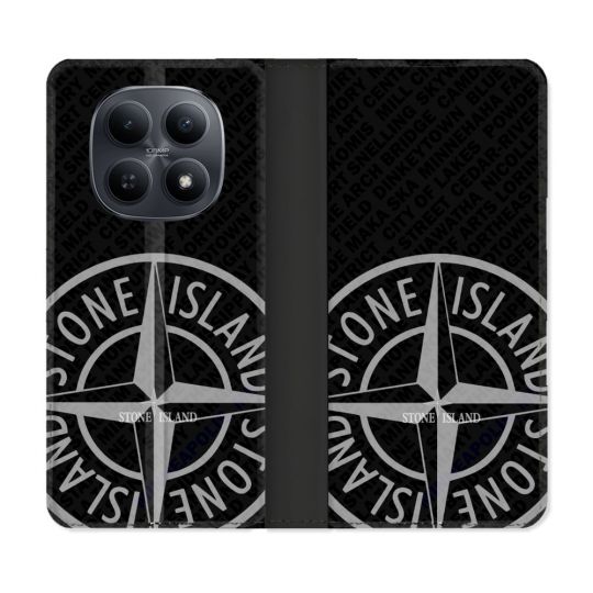 Housse Cuir Portefeuille Pour Xiaomi Redmi Note 15 5G Stone Island Gris
