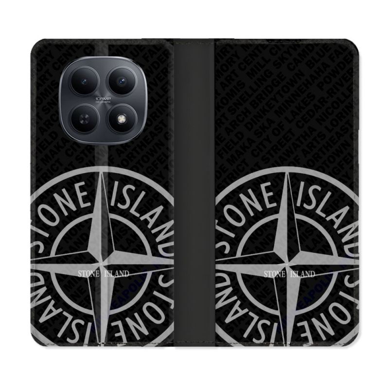 Housse Cuir Portefeuille Pour Xiaomi Redmi Note 15 5G Stone Island Gris