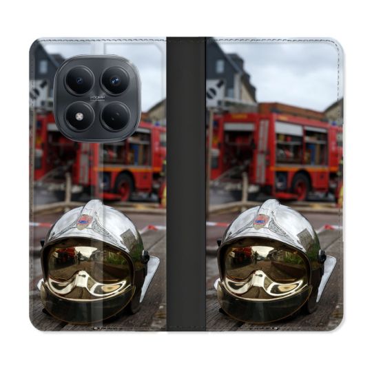 Housse Cuir Portefeuille Pour Xiaomi Redmi Note 15 Pro 4G Pompier Casque Camion