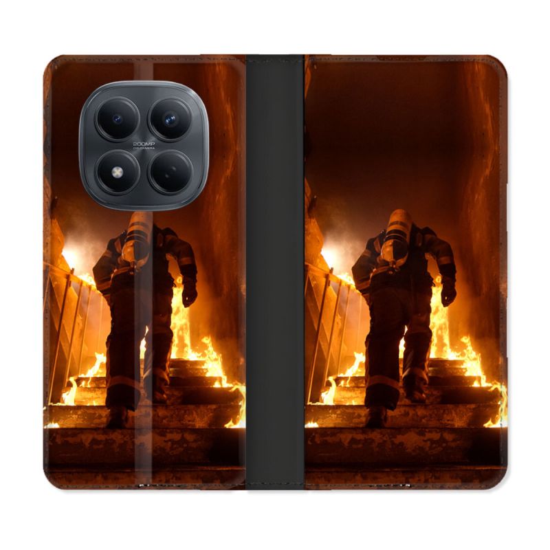 Housse Cuir Portefeuille Pour Xiaomi Redmi Note 15 Pro 4G Pompier Escalier