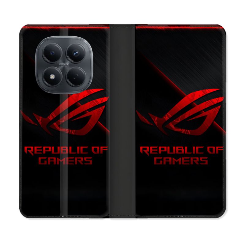 Housse Cuir Portefeuille Pour Xiaomi Redmi Note 15 Pro 4G ROG Rouge