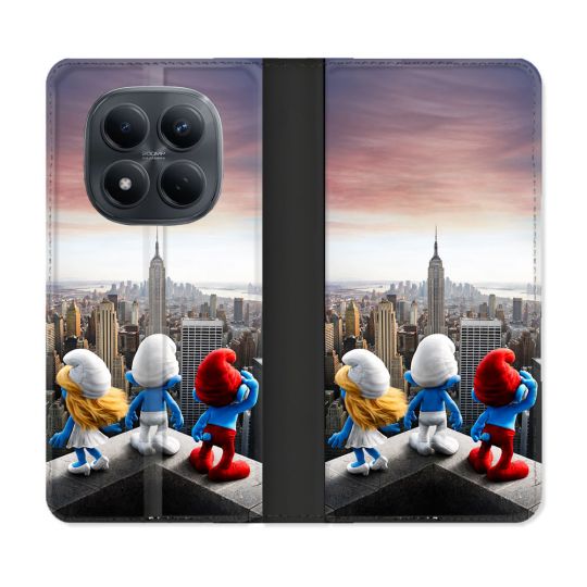 Housse Cuir Portefeuille Pour Xiaomi Redmi Note 15 Pro 4G Schtroumpfs New York