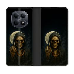 Housse Cuir Portefeuille Pour Xiaomi Redmi Note 15 5G Tete de Mort Doigt 2026