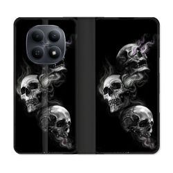Housse Cuir Portefeuille Pour Xiaomi Redmi Note 15 5G Tete de Mort Triple