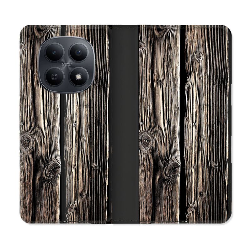 Housse Cuir Portefeuille Pour Xiaomi Redmi Note 15 5G Texture Bois