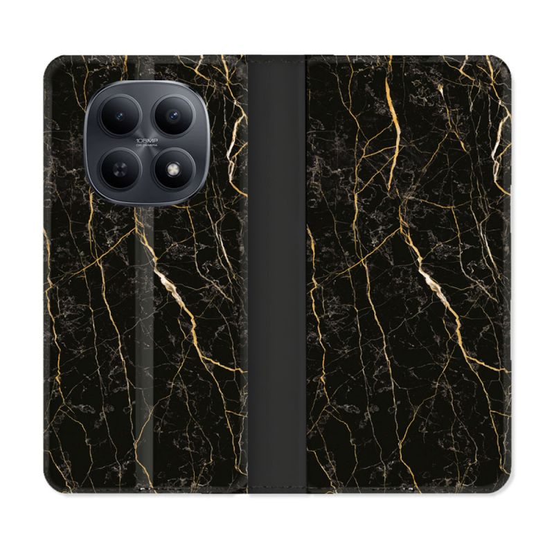 Housse Cuir Portefeuille Pour Xiaomi Redmi Note 15 5G Texture Marbre Noir