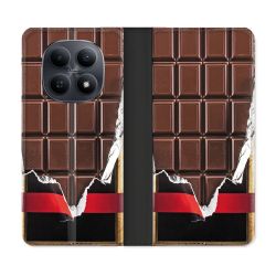 Housse Cuir Portefeuille Pour Xiaomi Redmi Note 15 5G Texture Trompe Oeil Chocolat